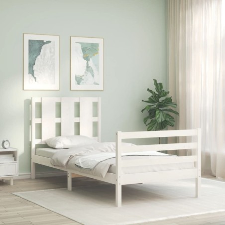 Cadre de lit sans matelas blanc 100x200 cm bois massif 