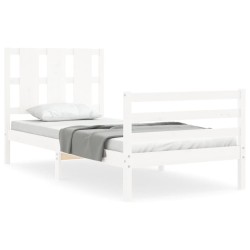 Cadre de lit sans matelas blanc 100x200 cm bois massif 