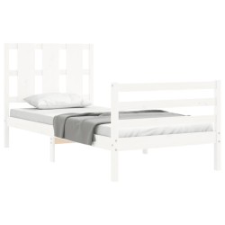 Cadre de lit sans matelas blanc 100x200 cm bois massif 