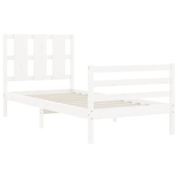 Cadre de lit sans matelas blanc 100x200 cm bois massif 
