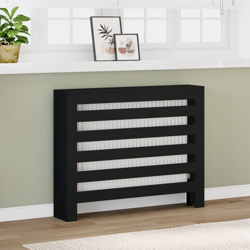 Cache-radiateur noir 104x20x82 cm bois d'ingénierie Cache-radiateur noir 104x20x82 cm bois d'ingénierie