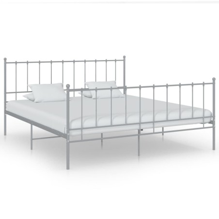 Cadre de lit sans matelas gris métal 180x200 cm 