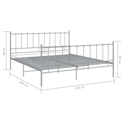 Cadre de lit sans matelas gris métal 180x200 cm 