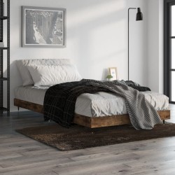 Cadre de lit sans matelas chêne fumé 90x190cm bois d'ingénierie 