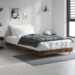 Cadre de lit sans matelas chêne fumé 90x190cm bois d'ingénierie 