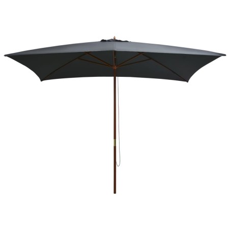 Parasol d'extérieur avec mât en bois 200x300 cm anthracite 