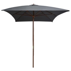 Parasol d'extérieur avec mât en bois 200x300 cm anthracite 