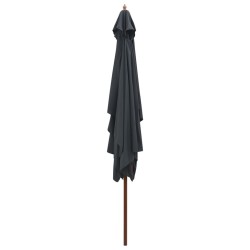 Parasol d'extérieur avec mât en bois 200x300 cm anthracite 