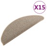 Tapis de marches d'escalier 15 pcs Gris et marron 65x21x4 cm 