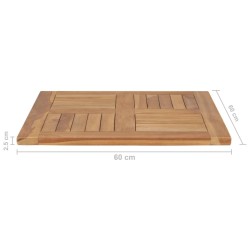 Dessus de table Bois de teck solide 60x60x2,5 cm 