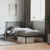 Cadre de lit métal sans matelas avec tête de lit noir 90x190 cm 