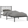 Cadre de lit métal sans matelas avec tête de lit noir 90x190 cm 