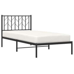 Cadre de lit métal sans matelas avec tête de lit noir 90x190 cm 