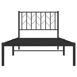 Cadre de lit métal sans matelas avec tête de lit noir 90x190 cm 