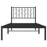 Cadre de lit métal sans matelas avec tête de lit noir 90x190 cm 