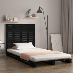 Tête de lit murale Noir 81x3x91,5 cm Bois massif de pin 