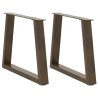 Pieds de table basse en forme de V, 2 pièces, acier naturel, 60 x (42-43,3) cm 