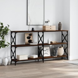 Table console chêne marron 200x28x80,5 cm bois d'ingénierie 
