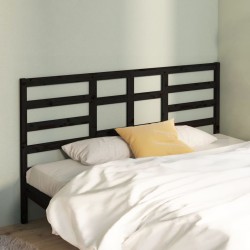 Tête de lit Noir 186x4x104 cm Bois massif de pin 