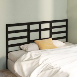 Tête de lit Noir 186x4x104 cm Bois massif de pin 