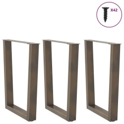 Pieds de table à manger en forme de V 3 pièces Acier naturel 70 x (72-73,3) cm 