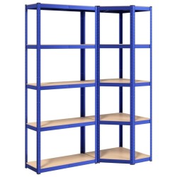 Étagères à 5 niveaux 2pcs Bleu Acier et bois d'ingénierie 
