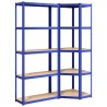 Étagères à 5 niveaux 2pcs Bleu Acier et bois d'ingénierie 