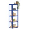 Étagères à 5 niveaux 2pcs Bleu Acier et bois d'ingénierie 