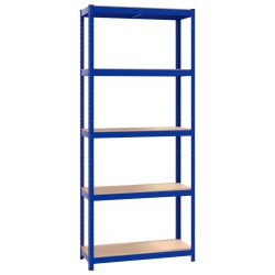 Étagères à 5 niveaux 2pcs Bleu Acier et bois d'ingénierie 