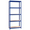 Étagères à 5 niveaux 2pcs Bleu Acier et bois d'ingénierie 