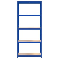 Étagères à 5 niveaux 2pcs Bleu Acier et bois d'ingénierie 