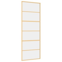 Porte coulissante doré 76x205 cm verre ESG clair et aluminium 