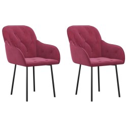 Chaises à manger lot de 2 Rouge bordeaux Velours 