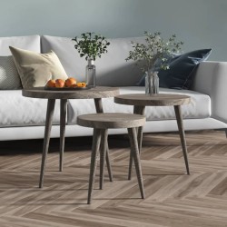 Ensemble de tables d'appoint 3 pcs Gris MDF et fer 