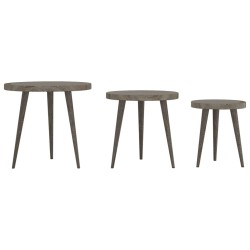 Ensemble de tables d'appoint 3 pcs Gris MDF et fer 