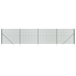 Clôture en treillis métallique et piquet d'ancrage vert 1,4x10m 