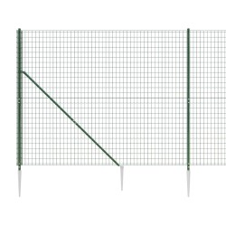 Clôture en treillis métallique et piquet d'ancrage vert 1,4x10m 