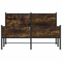 Cadre de lit en métal sans matelas chêne fumé 150x200 cm 