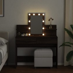 Coiffeuse avec LED chêne marron 100x40x130 cm 