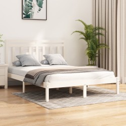 Cadre de lit sans matelas blanc 120x190 cm bois massif 