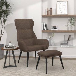 Chaise de relaxation avec tabouret Taupe Tissu 
