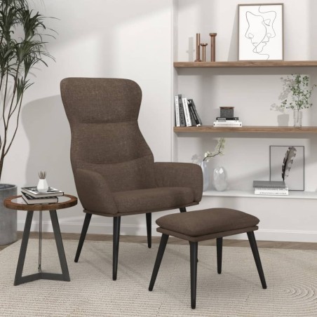 Chaise de relaxation avec tabouret Taupe Tissu 