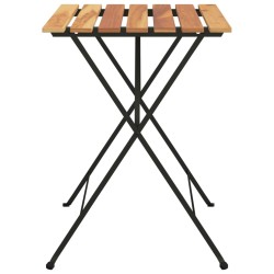 Table de bistro pliante 55x54x71cm Bois de teck solide et acier 