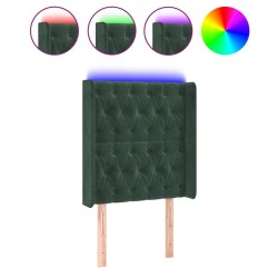Tête de lit à LED Vert foncé 83x16x118/128 cm Velours 