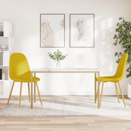 Chaises à manger lot de 2 Jaune moutarde Velours 