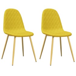 Chaises à manger lot de 2 Jaune moutarde Velours 