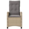 Chaise inclinable de jardin coussins mélange beige poly rotin 