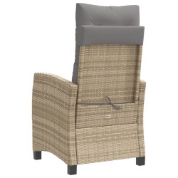 Chaise inclinable de jardin coussins mélange beige poly rotin 