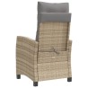 Chaise inclinable de jardin coussins mélange beige poly rotin 