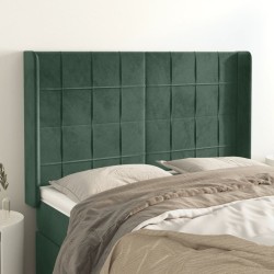 Tête de lit avec oreilles Vert foncé 147x16x118/128 cm Velours 